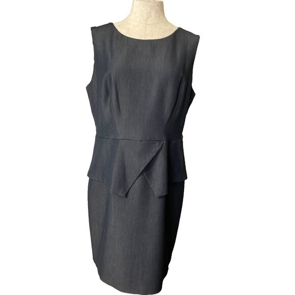 Connected Dress Gray Black Peplum 14P 14 P Washable Career Church - Picture 3 of 6